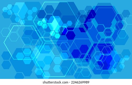 Abstract technology blue hexagon geometric overlap futuristic design creative ultramodern background vector illustration.