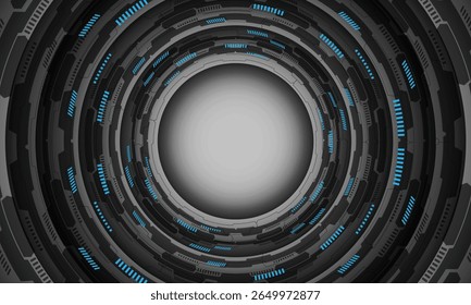 Abstract technology blue light black grey circle circuit cyber futuristic style geometric design modern creative background vector illustration.