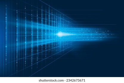 Resumen La perspectiva de las líneas azules de la tecnología se mueve hacia el efecto de iluminación sobre el fondo oscuro. Efecto de las líneas de velocidad brillante. Concepto tecnológico futurista. Rayos de rayas con rayos de luz brillantes.