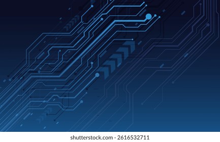 Abstract technology Blue lines circuit cyber arrow slash geometric futuristic style design modern creative background vector illustration.