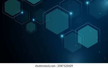 The Abstract Technology blue Polygons lins with light effects glow on black background for AI blue light lines on dark background