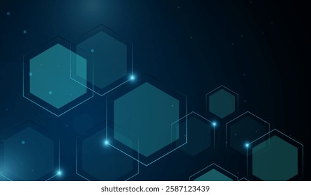 Abstract Technology blue Polygons lins with light effects glow on black background for AI blue light lines on dark background with lighting effect vector design.