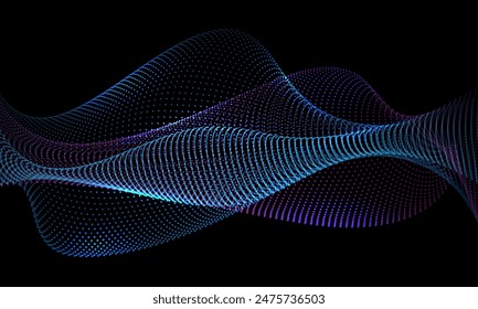 Abstract technology blue purple dots curve data on black design modern futuristic creative background vector illustration.