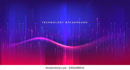 abstract technology blue and red gradient background with, technology networks creative background