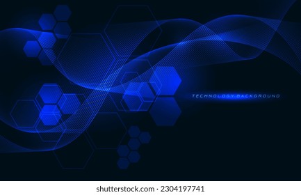 Abstract technology blue violet line curve motion hexagon geometric design modern futuristic creative background vector illustration.