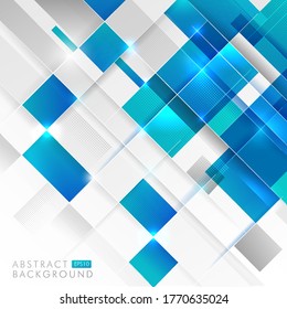 Abstract technology blue white and gray geometric shapes overlapping on white background. Modern futuristic concept. Vector illustration.