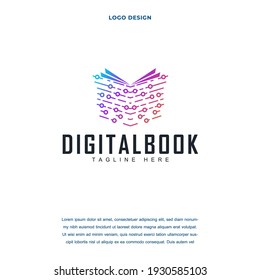 abstract technology book icon logo design vector illustration. book technology company branding Creative logo design