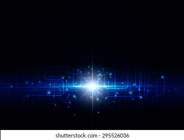 Abstract Technology with Bright Flare on a Dark Background, Vector Illustration