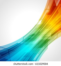 Abstrakte Technologie, helle Linien mit hellVektorhintergrund. Eps10.Konzept für mobile Bildschirmhintergründe, Web-Banner-Hintergrund oder Typografie-Design mit Platz für Text.
