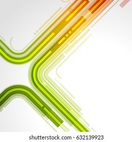 Tecnología abstracta líneas brillantes con fondo de vector de luz. Eps 10. Concepto de papel tapiz móvil, fondo de banner web o diseño de tipografía con lugar para texto.