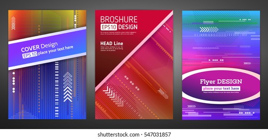 Abstract technology brochure. Futuristic book cover layout. Digital corporate business template design of flyer. Abstract geometric backgrounds of report brochure. Vector illustration eps 10