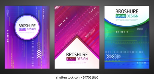 Abstract technology brochure. Futuristic book cover layout. Digital corporate business template design of flyer. Abstract geometric backgrounds of report brochure. Vector illustration eps 10
