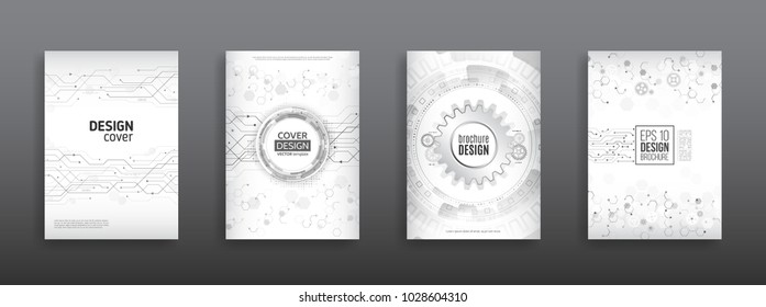 Abstract technology brochure templates. High tech cover design concept. Futuristic business layout.