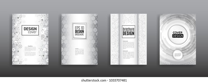 Abstract technology brochure templates. High tech cover design concept. Futuristic business layout.