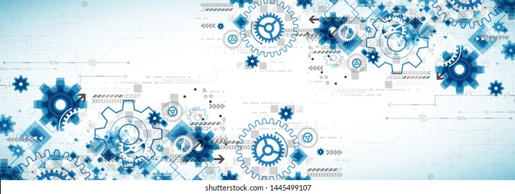 Abstract technology business background. Cogwheel theme vector illustration. 