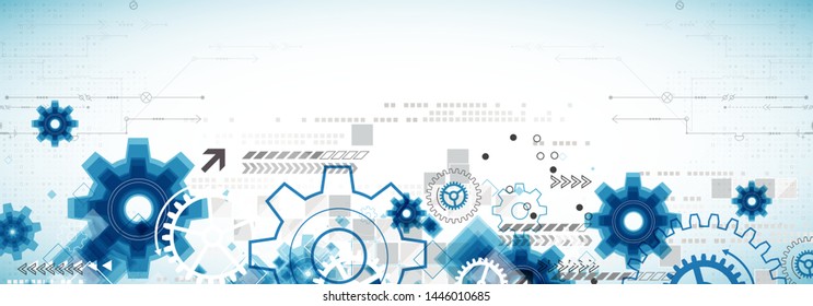Abstract technology business background. Cogwheel theme vector illustration. 