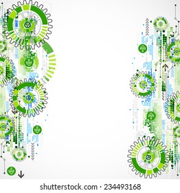 Abstract technology business green colored template background. Vector illustration