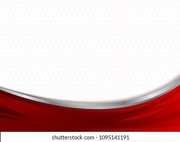 Abstract technology business red curve on hexagons pattern background. Vector illustration 