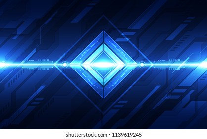Abstract technology chip processor background circuit board and code, illustration blue technology background vector.