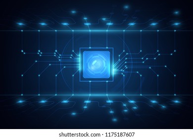 Abstract technology chip processor background circuit board  illustration blue technology background vector.