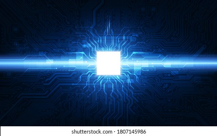 Abstract technology chip processor background circuit board and html code,3D illustration blue technology background vector.