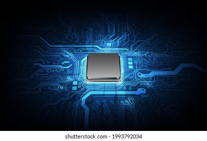 Abstract technology chip processor background circuit board and html code,3D illustration blue technology background vector.