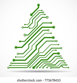 Abstract technology Christmas tree, circuit board, vector illustration, eps 10