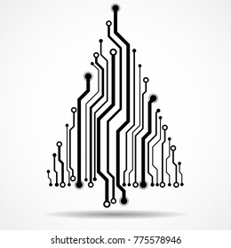 Árbol de navidad de la tecnología Abstractas, tablero de circuito, Ilustración vectorial, eps 10