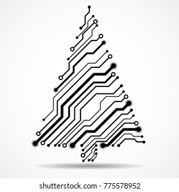 Abstract technology Christmas tree, circuit board, vector illustration, eps 10