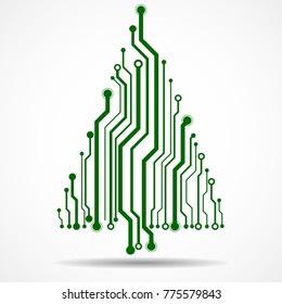 Abstract technology Christmas tree, circuit board, vector illustration, eps 10