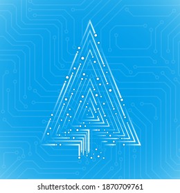 Abstract technology Christmas tree made from circuit board. Vector illustration