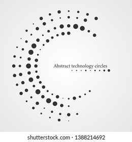 Abstract technology circle, black circles on a white background.
