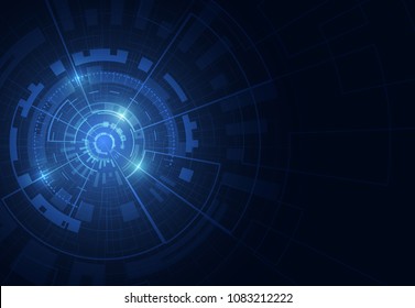 Abstract technology circle blue innovation concept on a dark background. Vector illustration