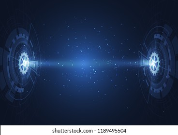 Abstract technology circle blue innovation concept on a dark background. Vector illustration
