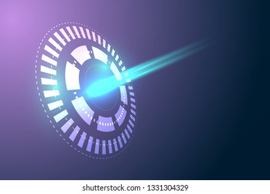 Abstract technology circle blue innovation concept on a dark background. Vector illustration