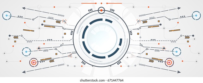 abstract technology circle circuit digital link connection on hi tech white gray background