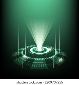 Abstract technology circle design and laser beam background. Vector illustration.