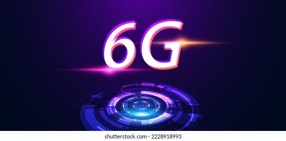 Abstract technology circle digital futuristic concept 6g sixth generation wireless communication technology network connection high speed internet communication on a modern background