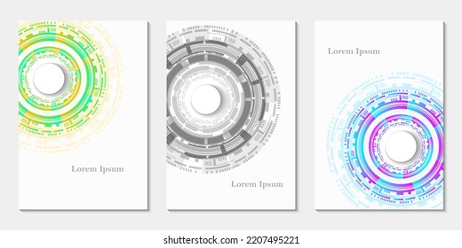 abstract technology circle, futuristic pattern set, geometric background, scientific concept