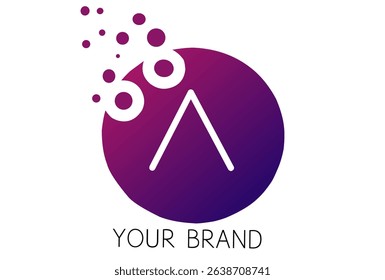 Abstract technology circle logo with arrow and dynamic dots. Modern business branding, startup, digital company, marketing, and creative identity concept. Vector design.
