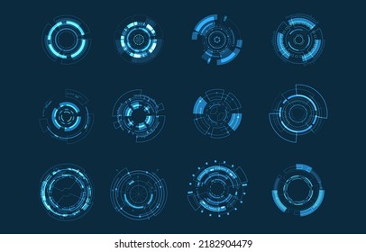 Resumen Tecnológico Conjunto Círculo Uso Para Interfaz Elementos De Diseño Gráfico Movimiento Moderno Retorno Tecnológico Video Movimiento.Accionamiento Editable