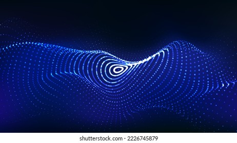 Abstract technology circle wave. Flow of particles. Big data transfer visualization. Vector illustration.
