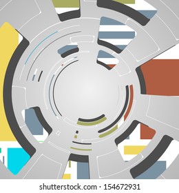 Abstract technology circles background, dynamic illustration.