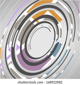 Abstract technology circles background, dynamic illustration.