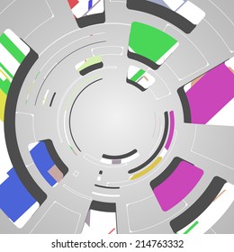 Abstract technology circles background, dynamic illustration.