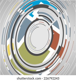 Abstract technology circles background, dynamic illustration.