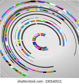 Abstract technology circles background, dynamic illustration.