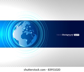 Abstract Technology Circles with Globe - EPS10 Vector Design