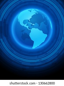 Abstract technology circles and globe vector background