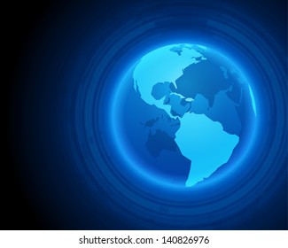 Abstract technology circles and globe vector background